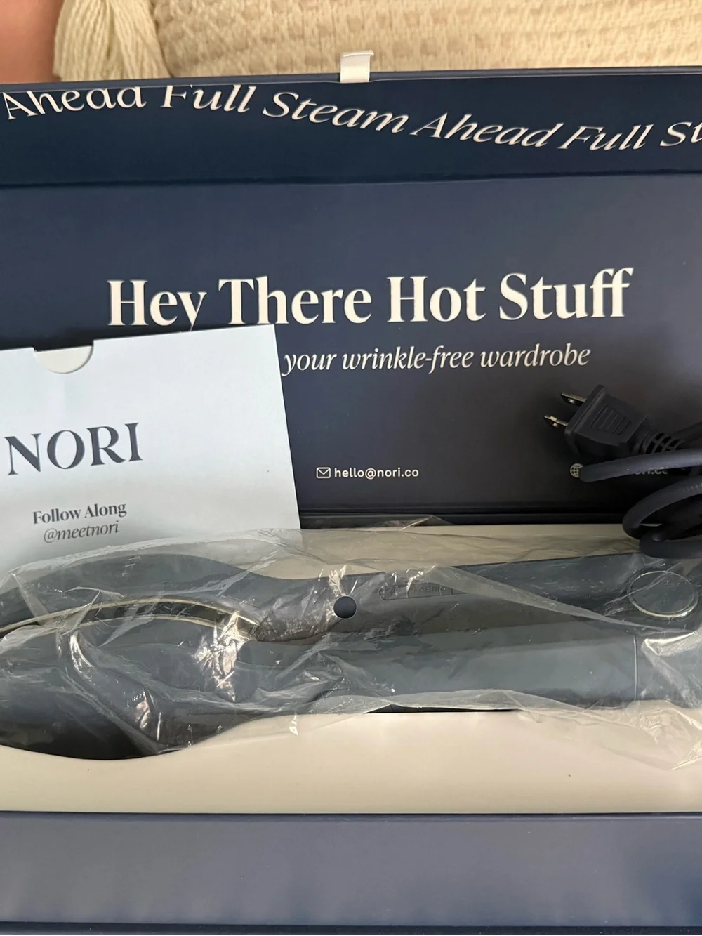 NOR Handheld Steam Iron Box in Navy and White